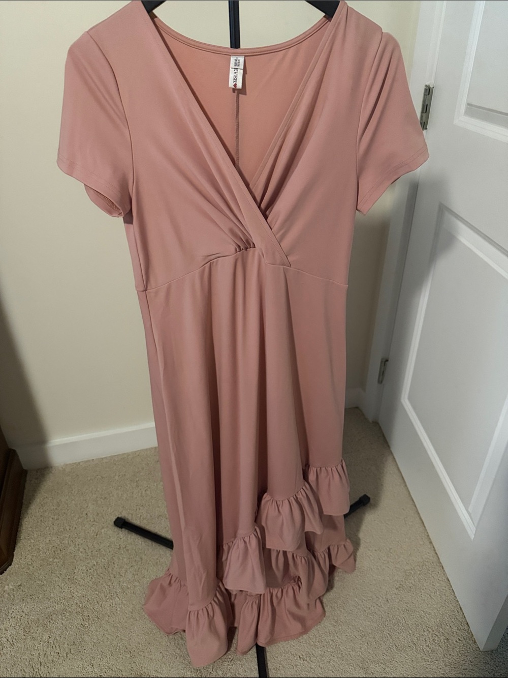 EVER PRETTY Dusty Rose Faux-Wrap Ruffle Maxi Dress
